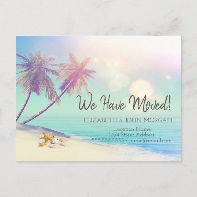 Palms Beach Seashell Moving   Announcement Postcard (Front)