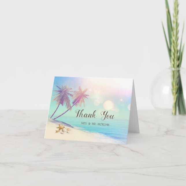 Palms Beach Seashells  Letterpress Thank You Card (Front)