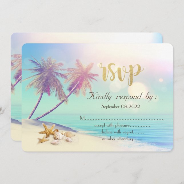 Palms Beach Seashells RSVP  Invitation (Front/Back)