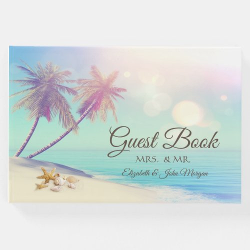 Palms Beach Seashells Wedding Guest Book