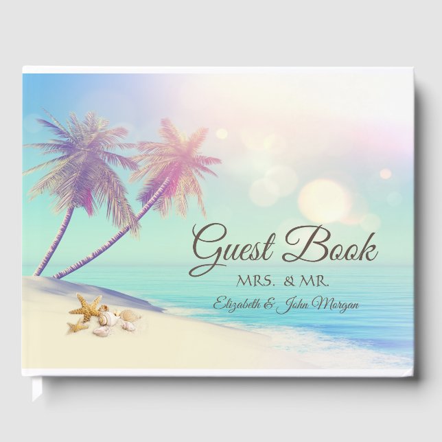 Palms Beach Seashells Wedding Guest Book (Front)