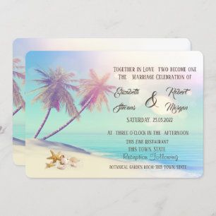 Palms Beach Seashells Wedding Invitation