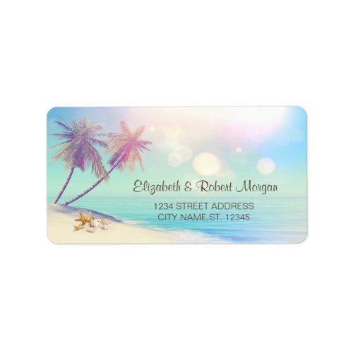 Palms Beach Seashells Wedding  Label