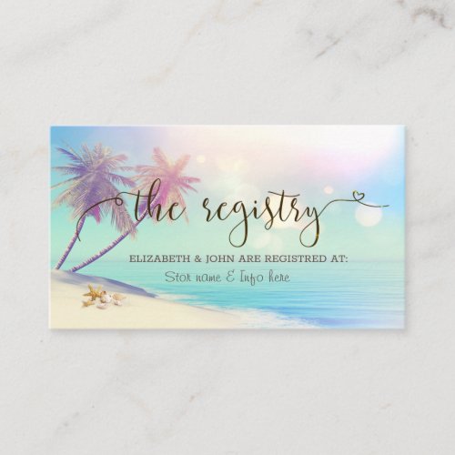 Palms Beach Seashells Wedding Registry Enclosure Card