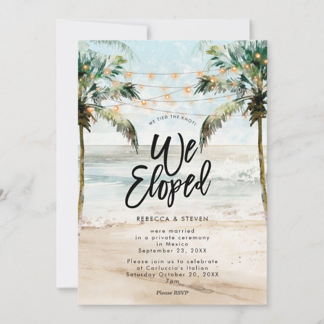 palms beach we tied the knot we eloped invitation (Front)