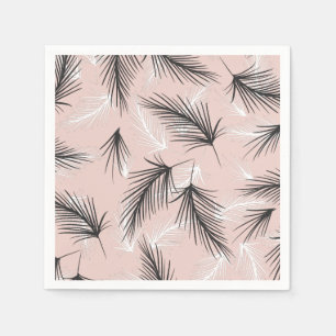 Palms Black White Earthy Tone Pink   Napkins