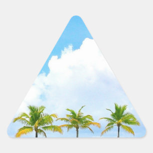Palms Blue Sky Clouds Custom Blank Template Triangle Sticker