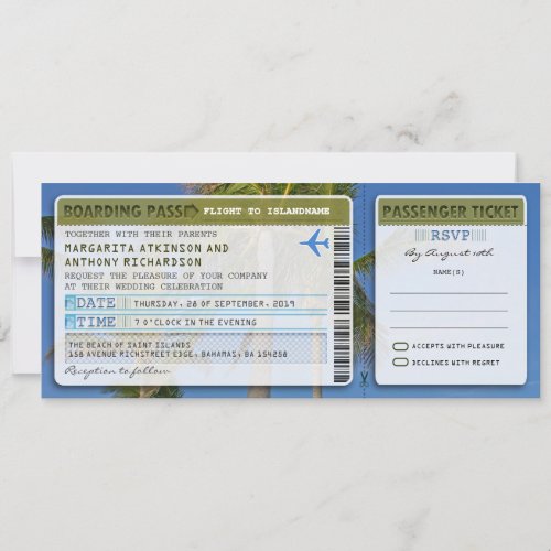 palms boarding pass wedding ticket_invite  rsvp invitation