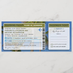 palms boarding pass wedding ticket-invite & rsvp invitation