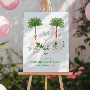 Palms Flamingo Monogram Crest Bachelorette  Foam Board