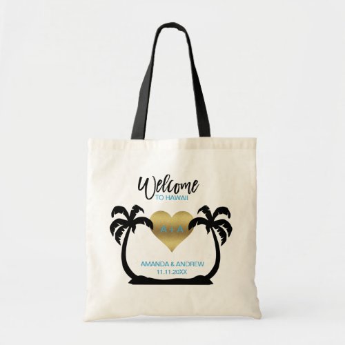 Palms Gold Heart Welcome Wedding Gift Tote Bag