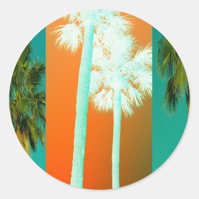 Palms In Abstract Classic Round Sticker (Front)