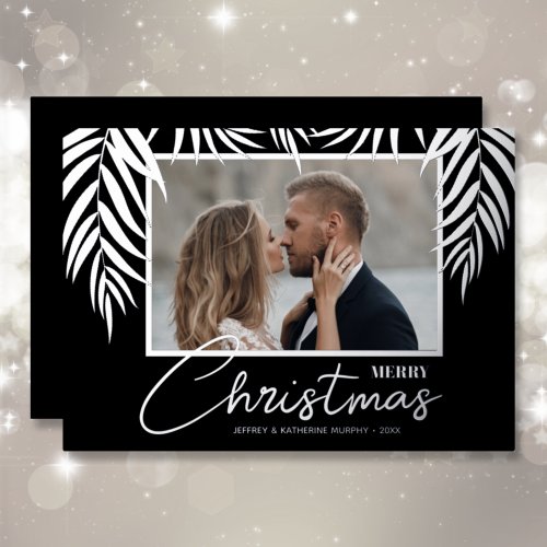 Palms Merry Christmas Photo Foil Holiday Card