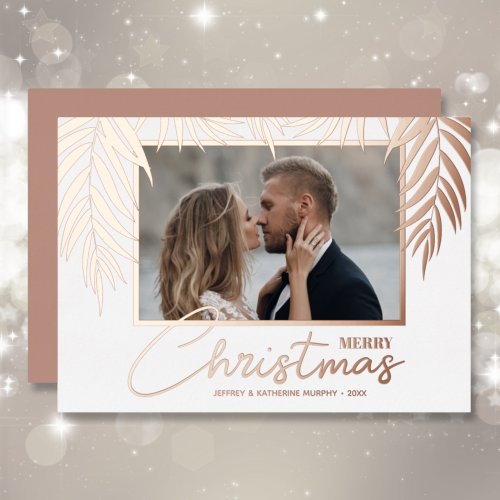 Palms Merry Christmas Photo Foil Holiday Card
