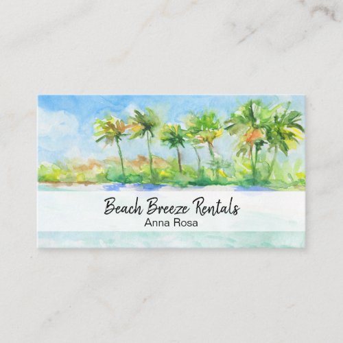   Palms Ocean Art Beach Properties Rentals Business Card