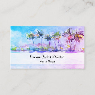 *~* Palms Ocean Seashell Beach Planner Travel Business Card