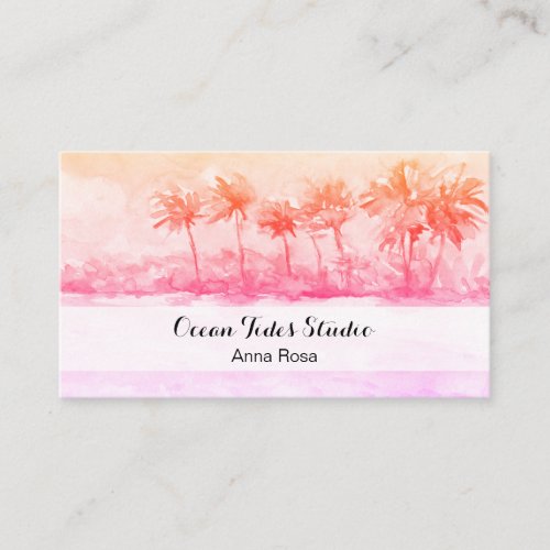   Palms Ocean Wedding Planner Seashell Yoga Business Card