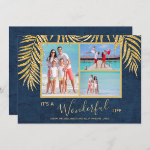 Palms on Blue Photo Collage Christmas Holiday Card