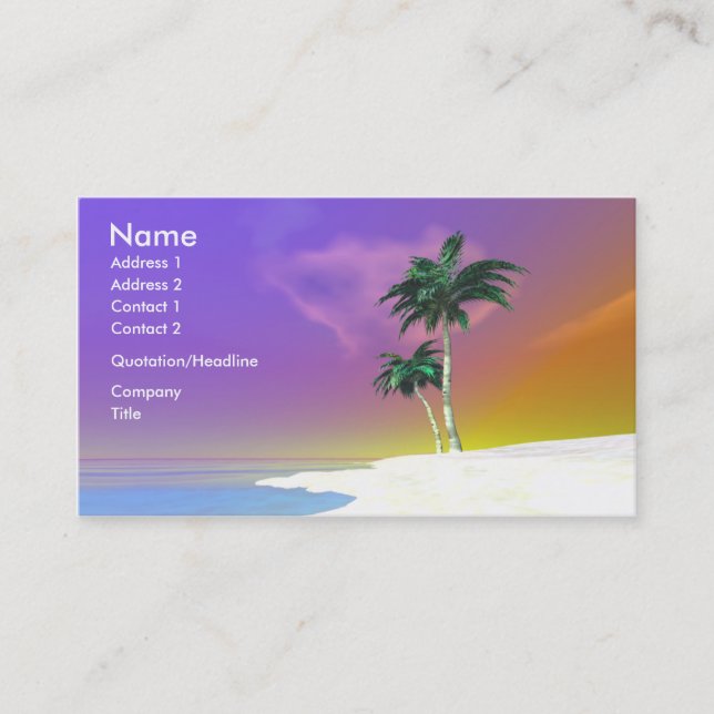 Palms on White Business Card (Front)