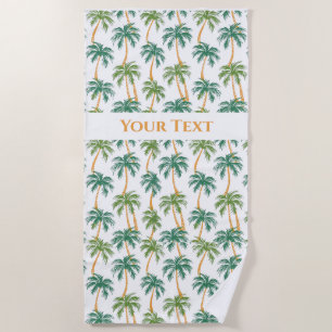 Palms Pattern Summer Vibes  Personalized Beach Towel