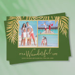 Palms Photo Collage Christmas Holiday Cards<br><div class="desc">Three photos accented with faux gold glitter palm fronds on a green background (see more colors in our store), these holiday Christmas photo cards have "It's A Wonderful Life", or any greeting you choose, and your names on the bottom in chic lettering. Select Matte for heaviest paper and High Definition...</div>