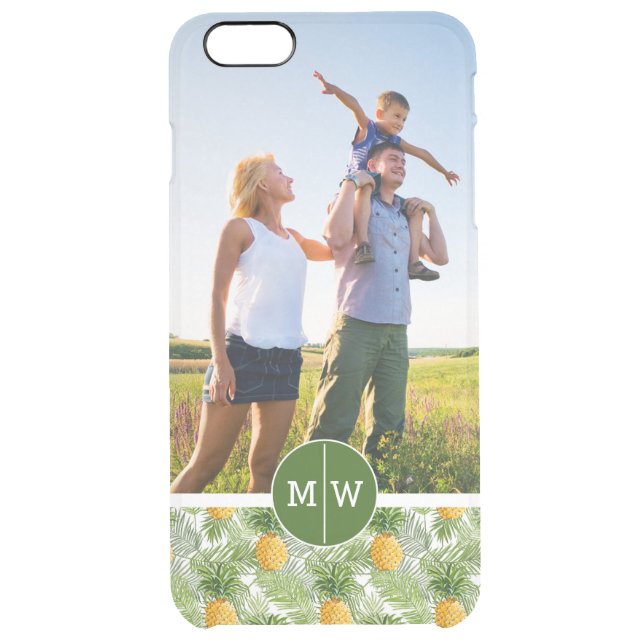Palms & Pineapples | Add Your Photo & Monogram Uncommon iPhone Case (Back)
