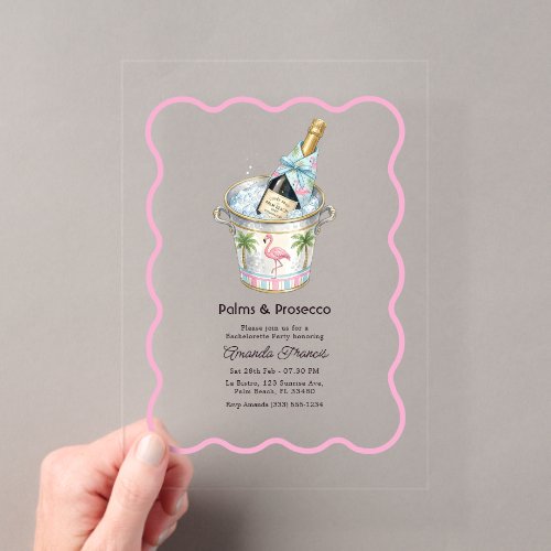 Palms & Prosecco Palm Beach Bachelorette Party Acrylic Invitations