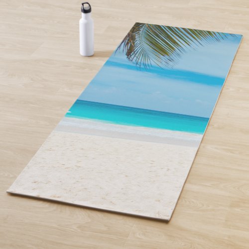 Palms Sea Sand Blue Sky Fitness Elegant Template Yoga Mat