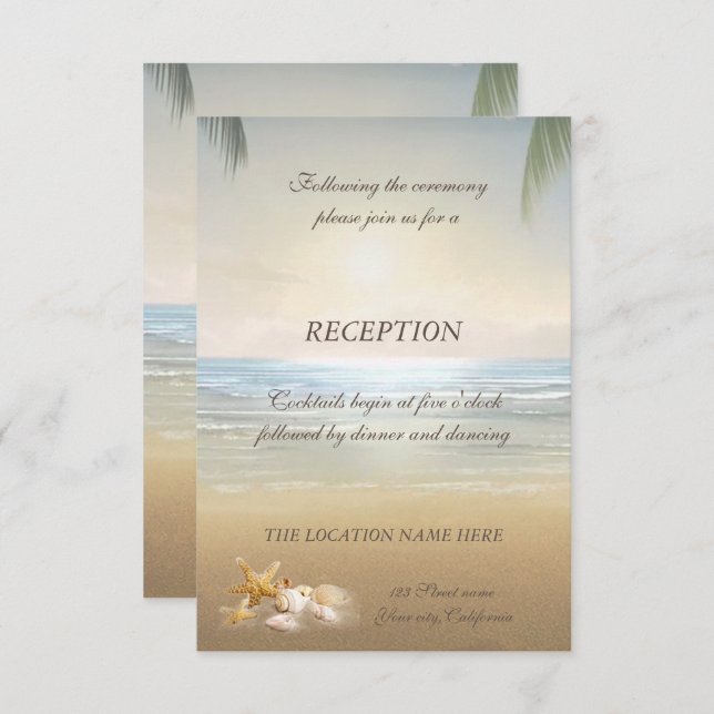 Palms Sunset Beach Reception Invitation (Front/Back)