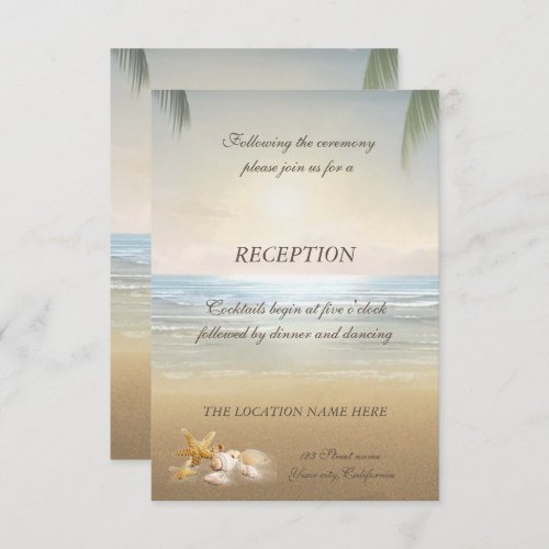 Palms Sunset Beach Reception Invitation