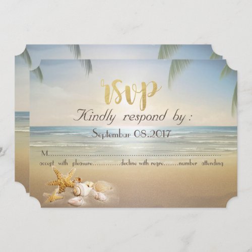 Palms Sunset Beach  Seashells RSVP Invitation