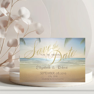 Palms Sunset Beach Wedding  Save The Date