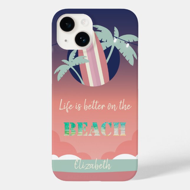 Palms,Surfboard,String Lights Beach Case-Mate iPhone Case (Back)