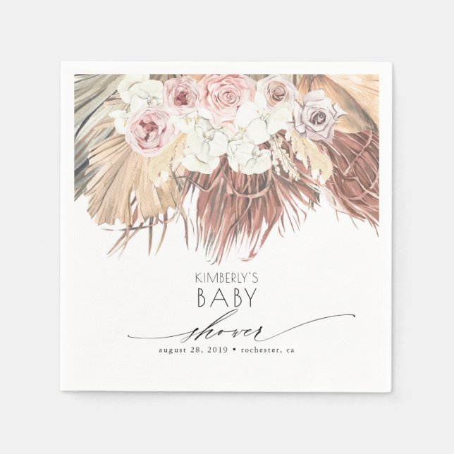 Palms Tropical Boho Baby Shower/ Bridal Shower Napkins (Front)