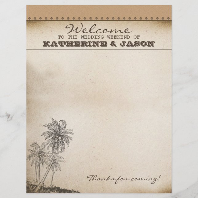 palms wedding welcome letterhead (Front)