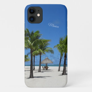 PalmTrees at the Beach w/out your Name or Initials iPhone 11 Case