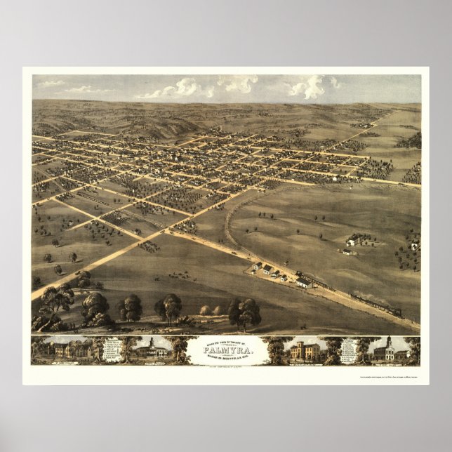 Palmyra, MO Panoramic Map - 1869 Poster (Front)