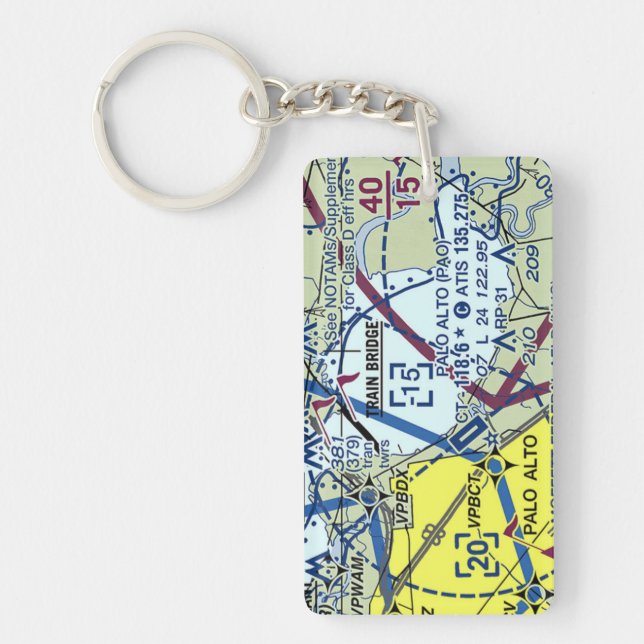 Palo Alto Airport chart / taxi diagram Keychain (Front)