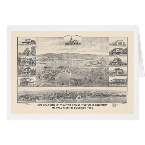 Palo Alto CA Panoramic Map 1888 1658A