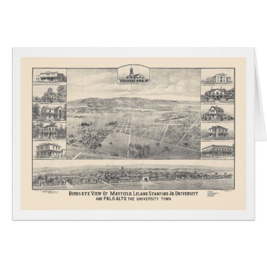 Palo Alto, CA. Panoramic Map 1888 (1658A) Cards (Front Horizontal)
