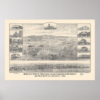 Palo Alto, CA. Panoramic Map 1888 (1658A) Poster