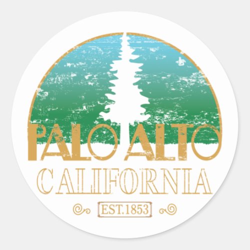Palo Alto California CA El Palo Alto Tree Classic Round Sticker