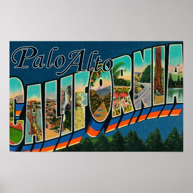 Palo Alto, California - Large Letter Scenes Poster (Front)