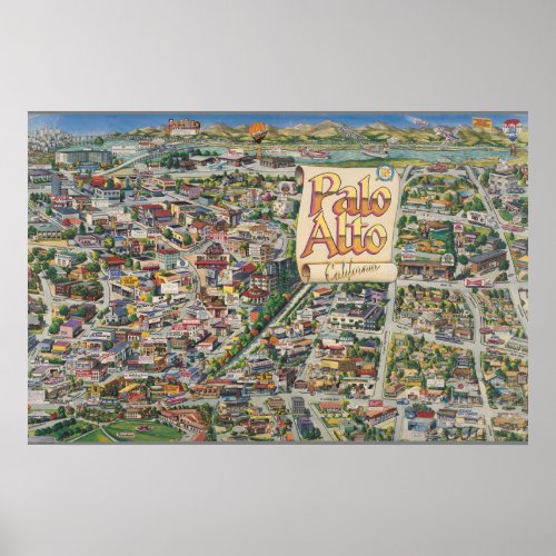 Palo Alto California map Poster