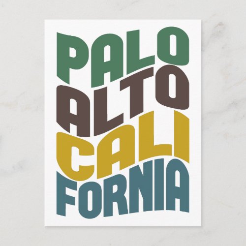 Palo Alto California Retro Wave Postcard