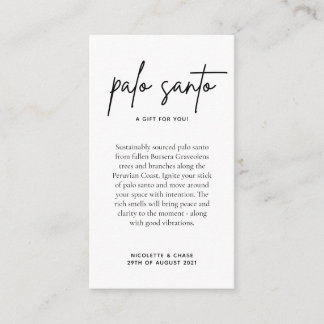 Palo Santo Wedding Favor Card