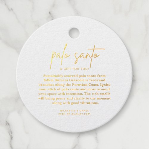 Palo Santo Wedding Favor Card Foil Favor Tags