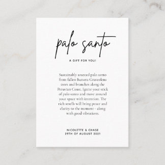 Palo Santo Wedding Favor Place Card