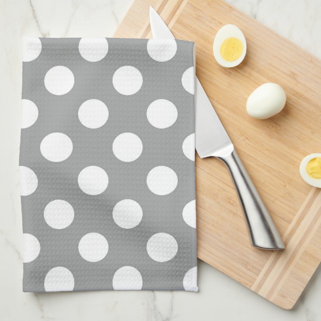 Paloma Gray and White Polka Dot Kitchen Towel (Quarter Fold)