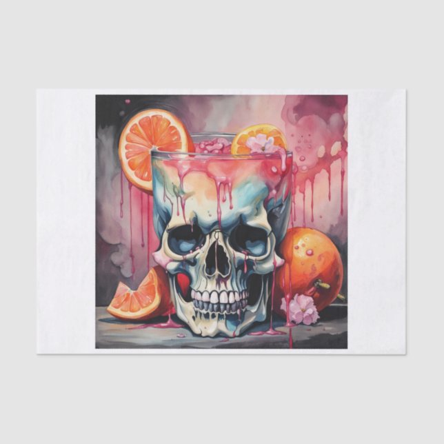 Paloma Tropical Drink Skull Decoupage Paper  (Front)